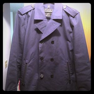 Express Navy Blue Double Breasted Rain/Topcoat
